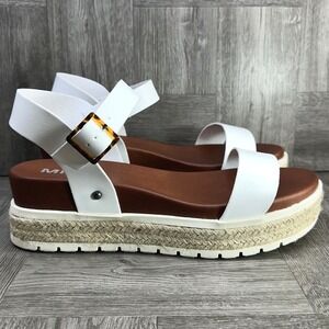 MIA Kiera Platform Sandals Women 10 White Espadrille Flatform Ankle Strap NEW